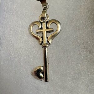 Silver Heart Key Pendant